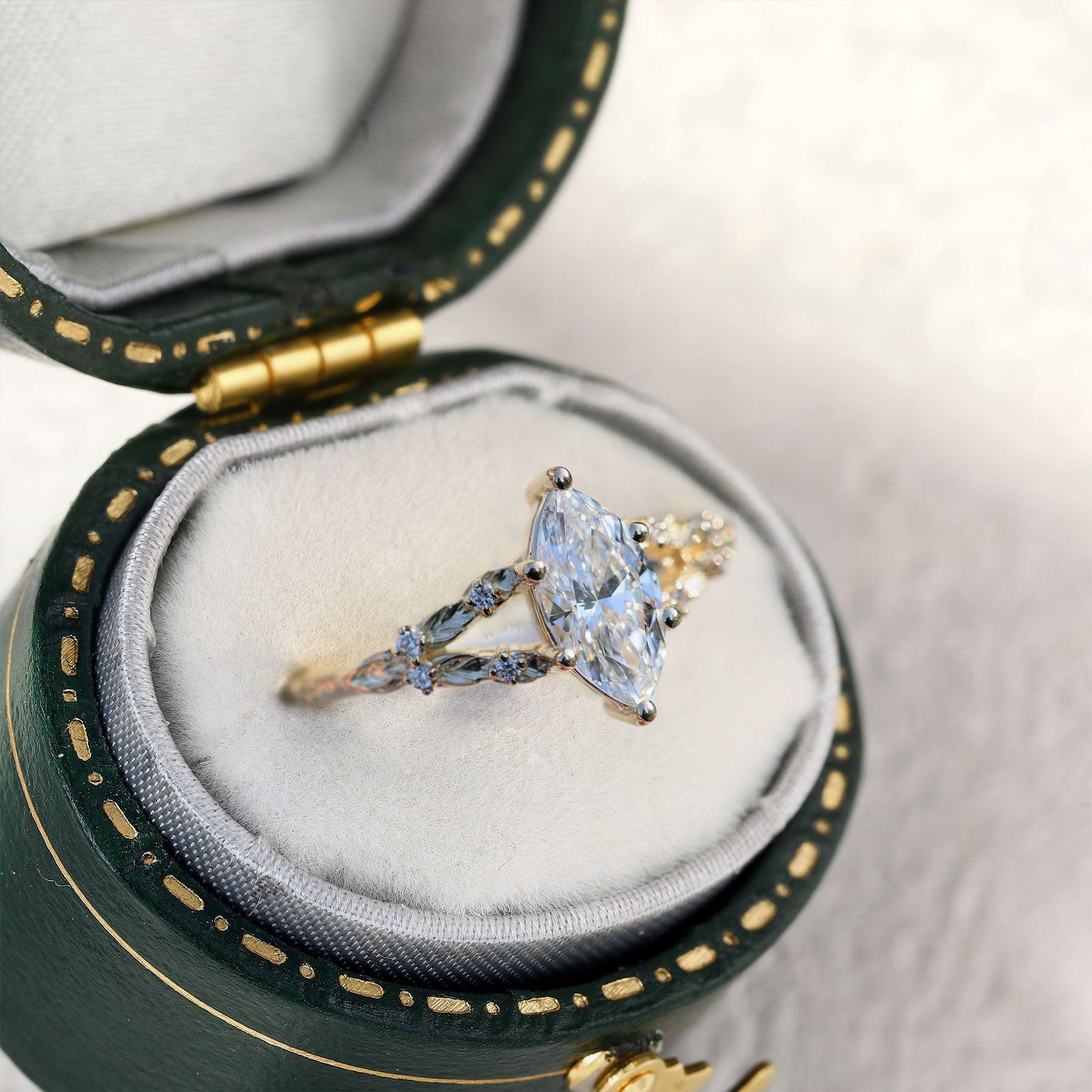 Unique Willow Marquise Moissanite Engagement Ring - Oore Jewelry
