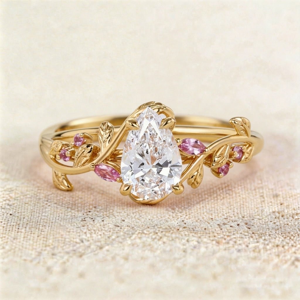 Vintage Starbrite Cut Oval Lab Sapphire and Moissanite Ring - Oore Jewelry