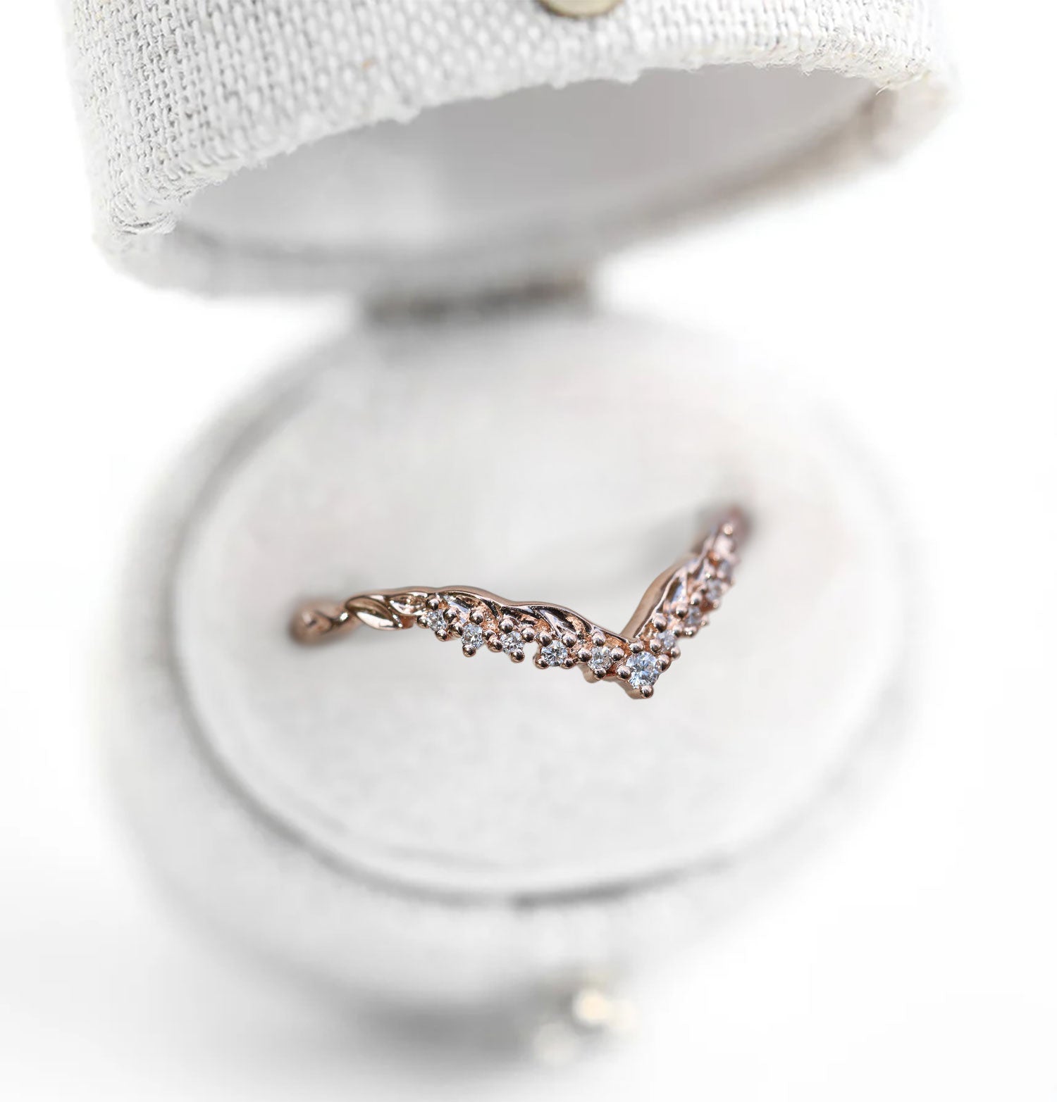 Unique floral engagement rings Round Moissanite Wedding Band 18K Rose Gold Engagement Ring