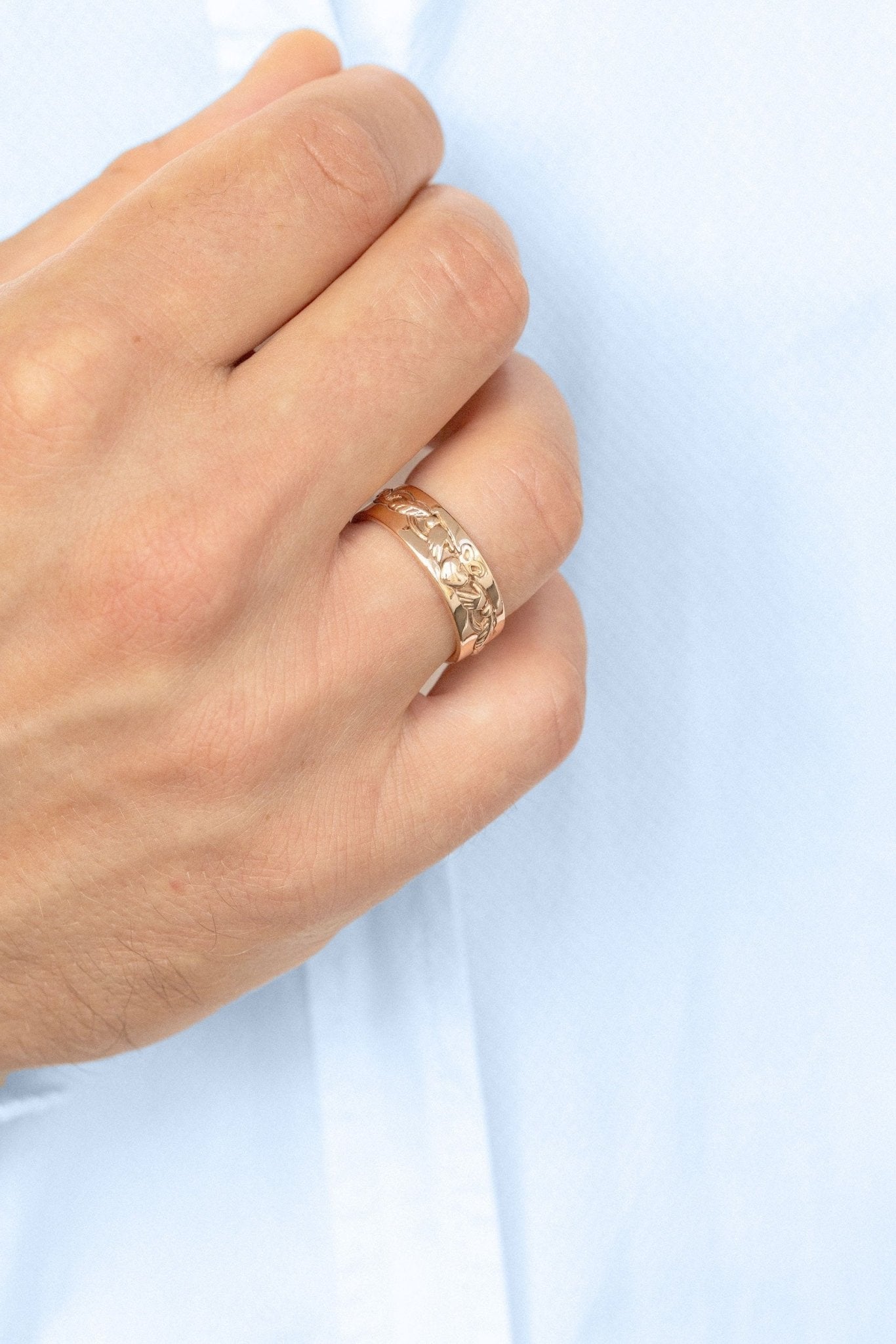 Unique floral 18K Rose Gold engagement rings Gold Claddagh Wedding Band For Men