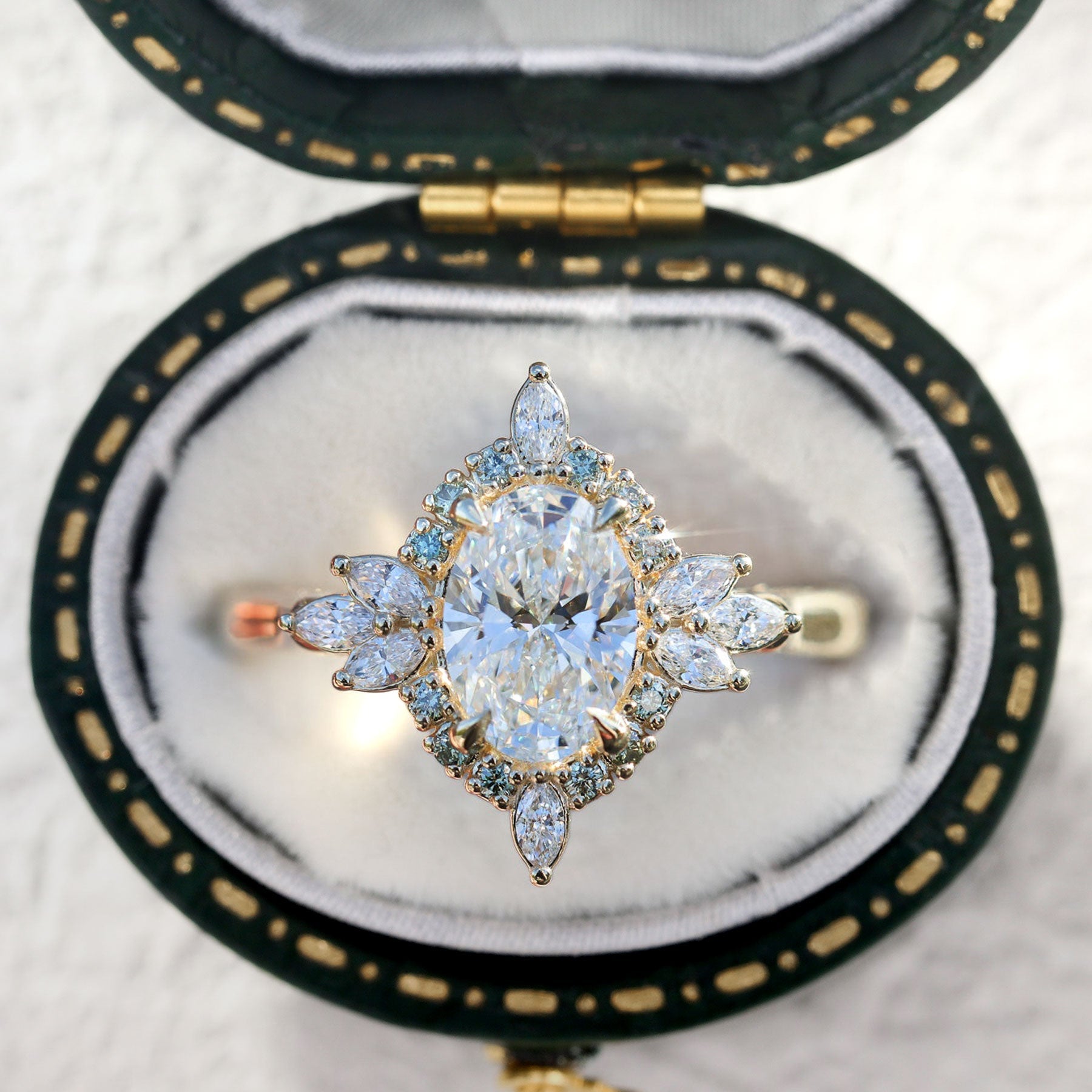 Unique North Star Oval Moissanite Ring - Oore Jewelry