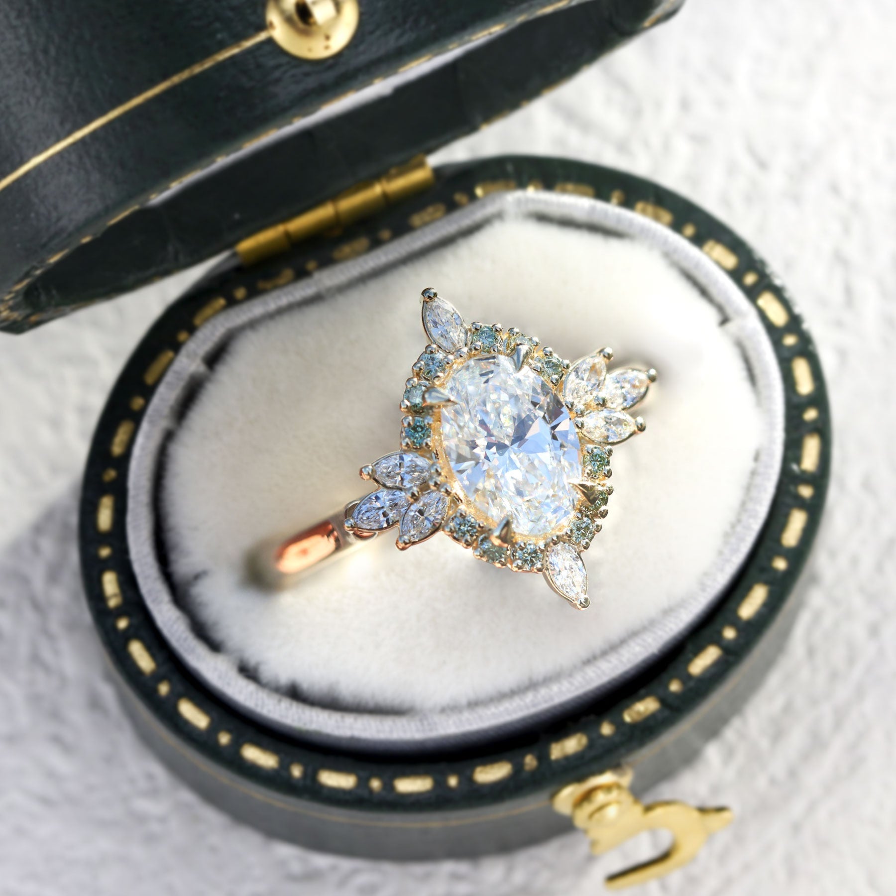 Unique North Star Oval Moissanite Ring - Oore Jewelry