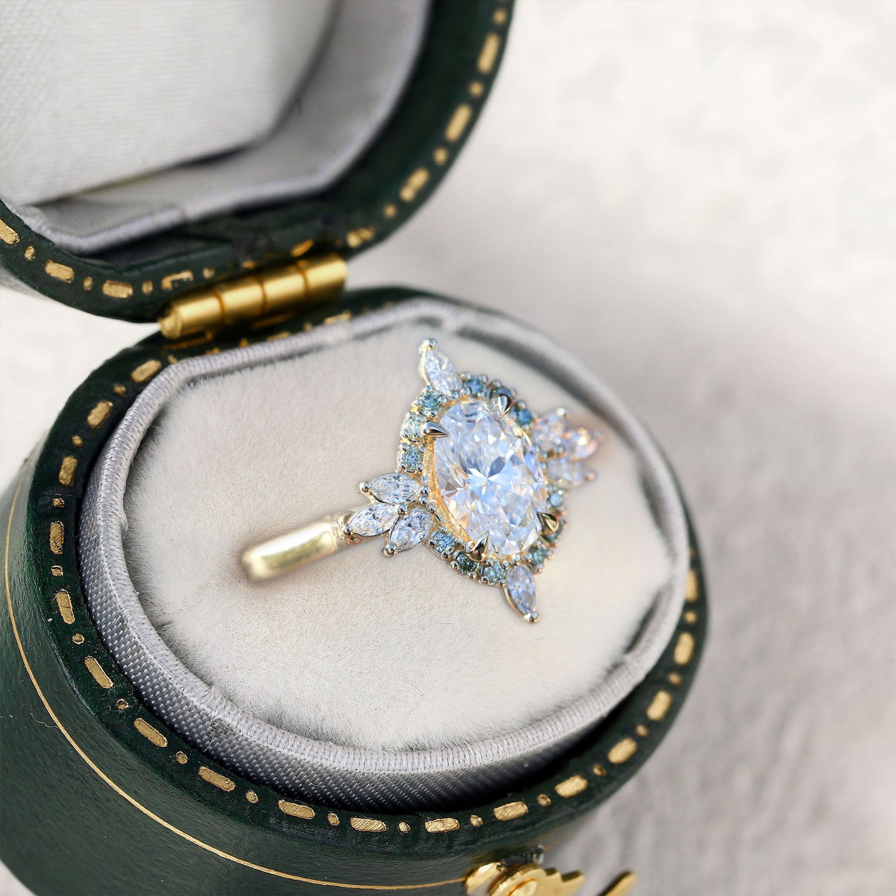 Unique North Star Oval Moissanite Ring - Oore Jewelry