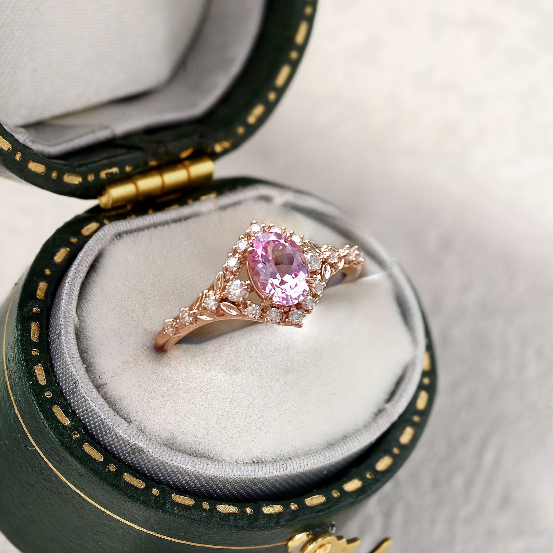Unique Kassandra Pink Lab Sapphire Engagement Ring - Oore Jewelry