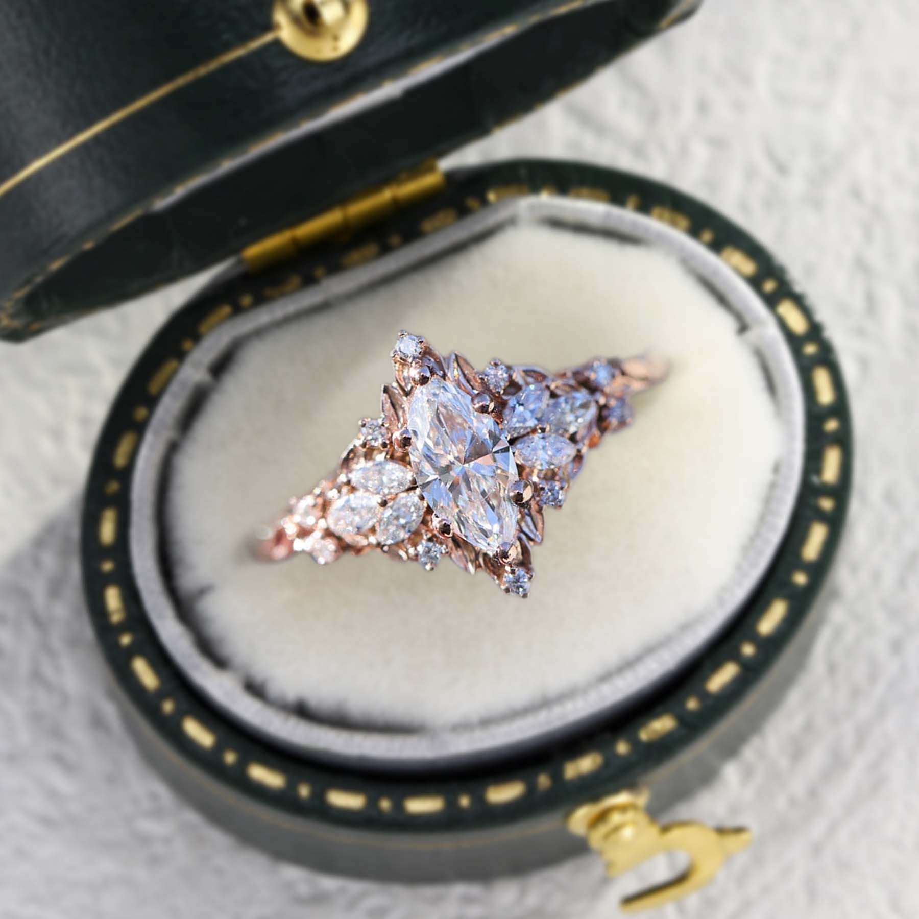 Unique Starlight Marquise Moissanite Engagement Ring - Oore Jewelry