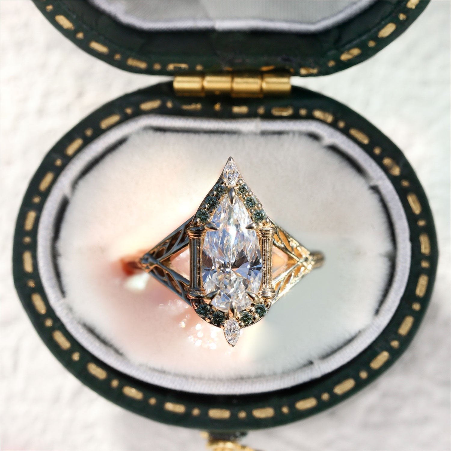 Mythindil Gothic Geometric Oval Moissanite Engagement Ring - Oore Jewelry
