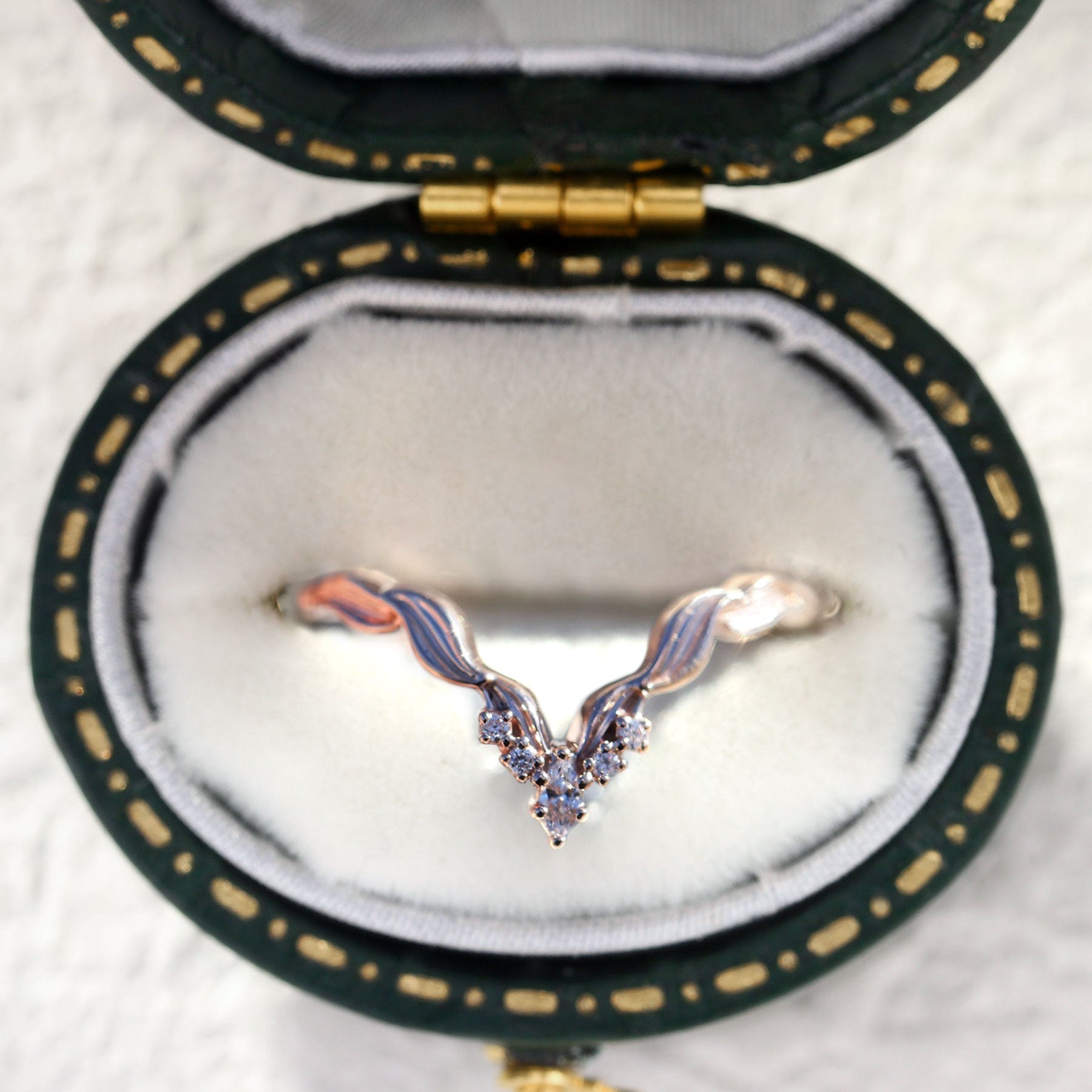 Unique floral engagement rings Marquise Moissanite Wedding Band - Oore Jewelry