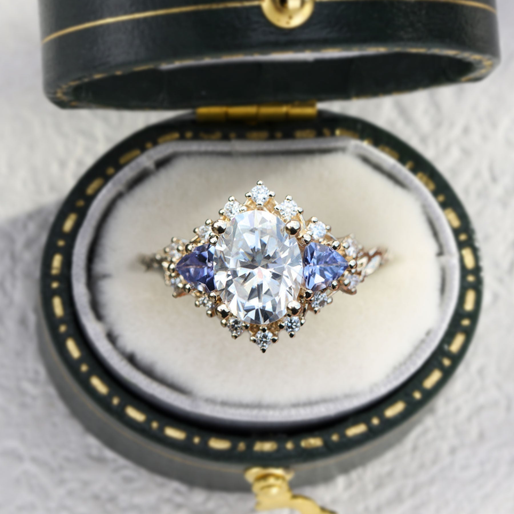 Unique Briar Half Halo Oval Moissanite Ring - Oore Jewelry