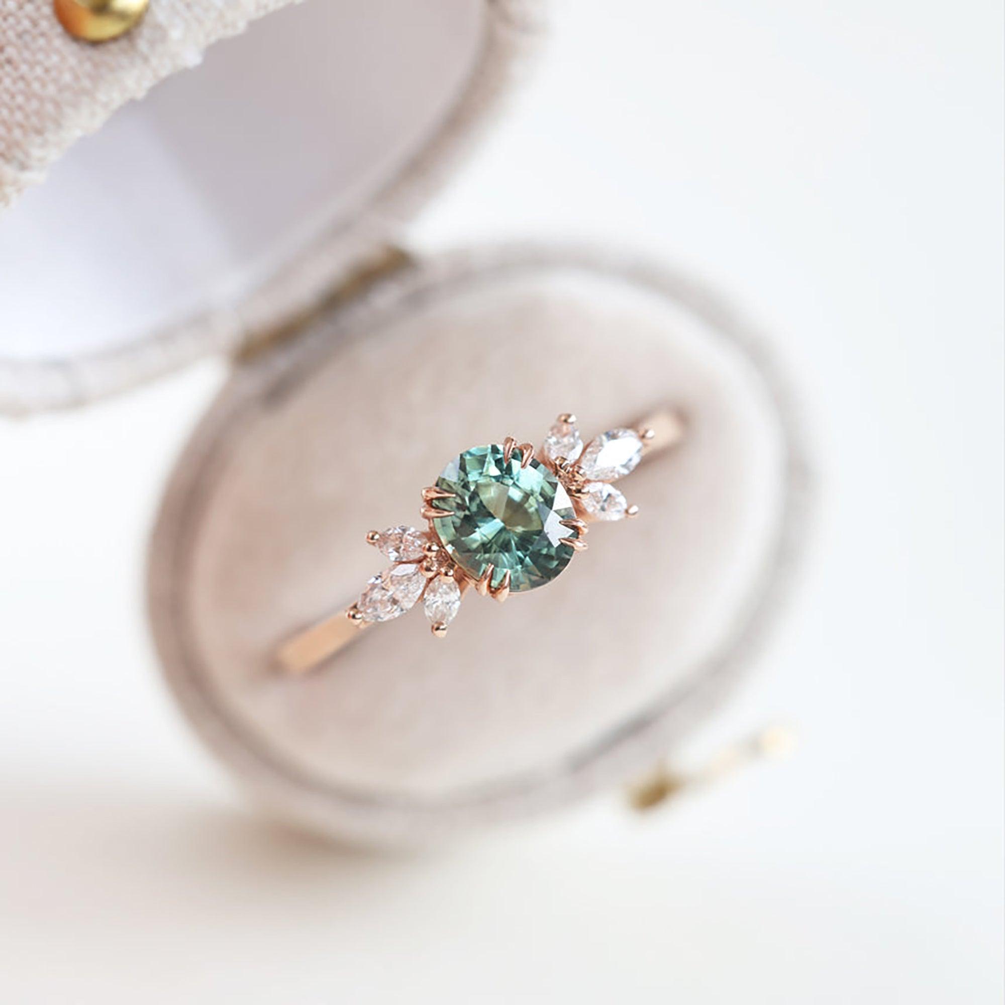 Unique Briar Oval Light Green Lab Sapphire Ring - Oore Jewelry
