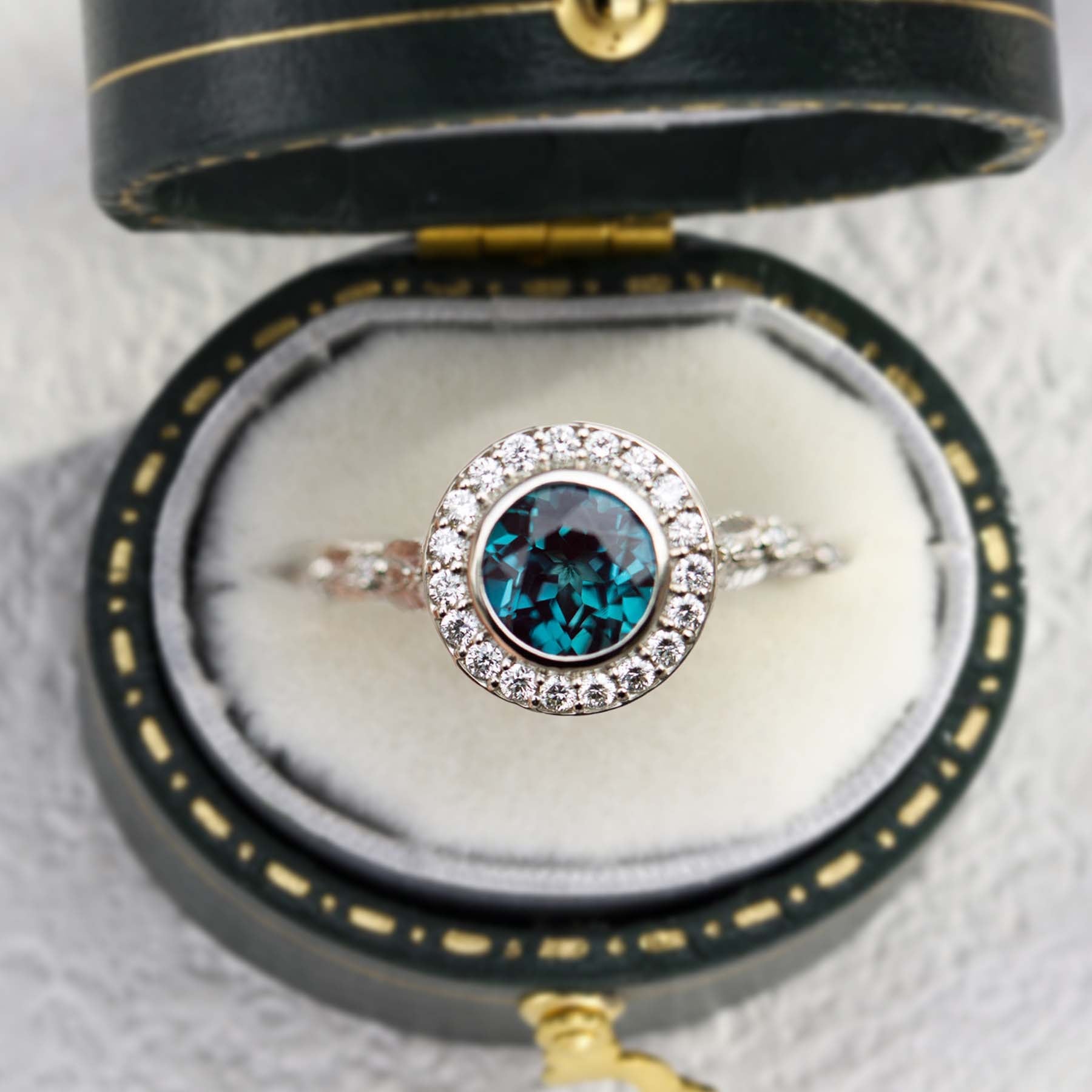 Unique Crown of Thorns Round Lab Alexandrite Ring - Oore Jewelry