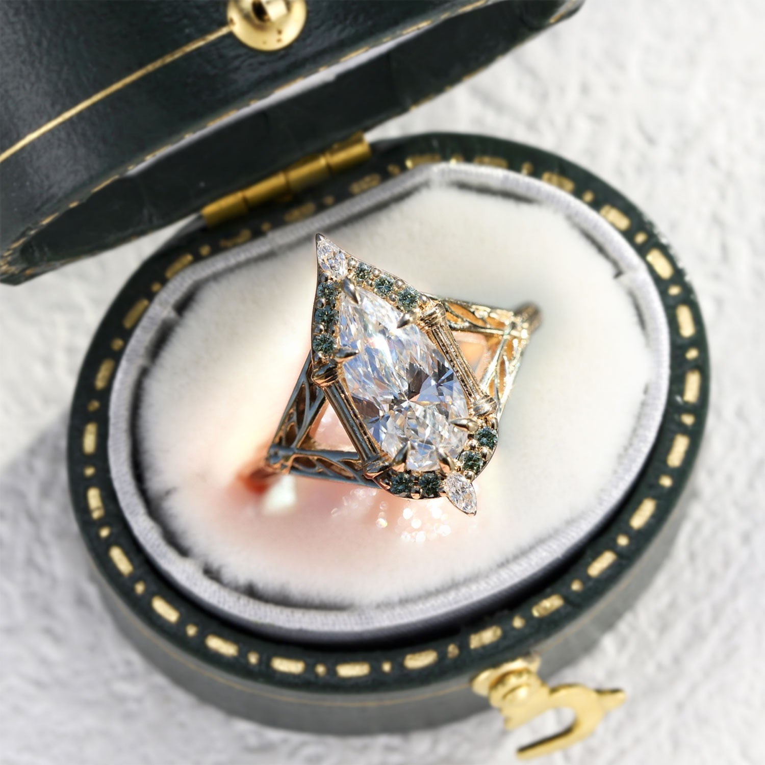 Mythindil Gothic Geometric Oval Moissanite Engagement Ring - Oore Jewelry