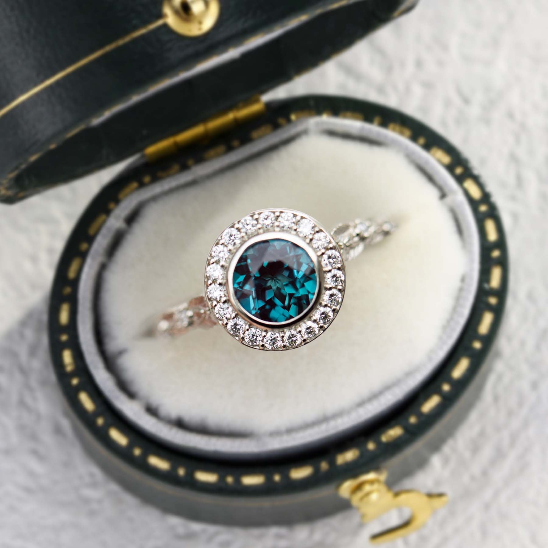 Unique Crown of Thorns Round Lab Alexandrite Ring - Oore Jewelry