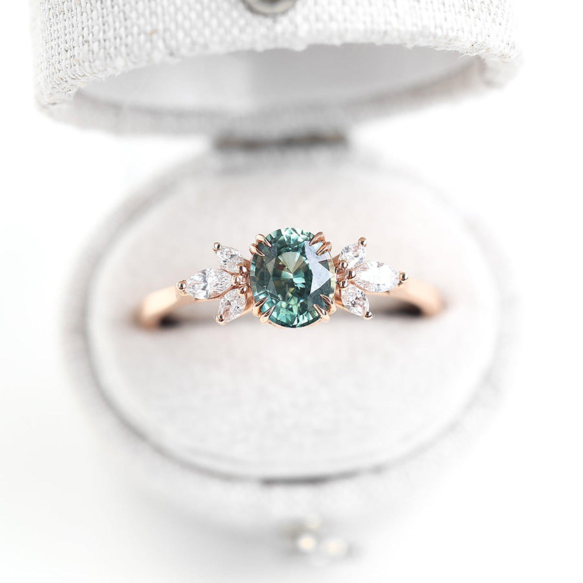 Unique Briar Oval Light Green Lab Sapphire Ring - Oore Jewelry