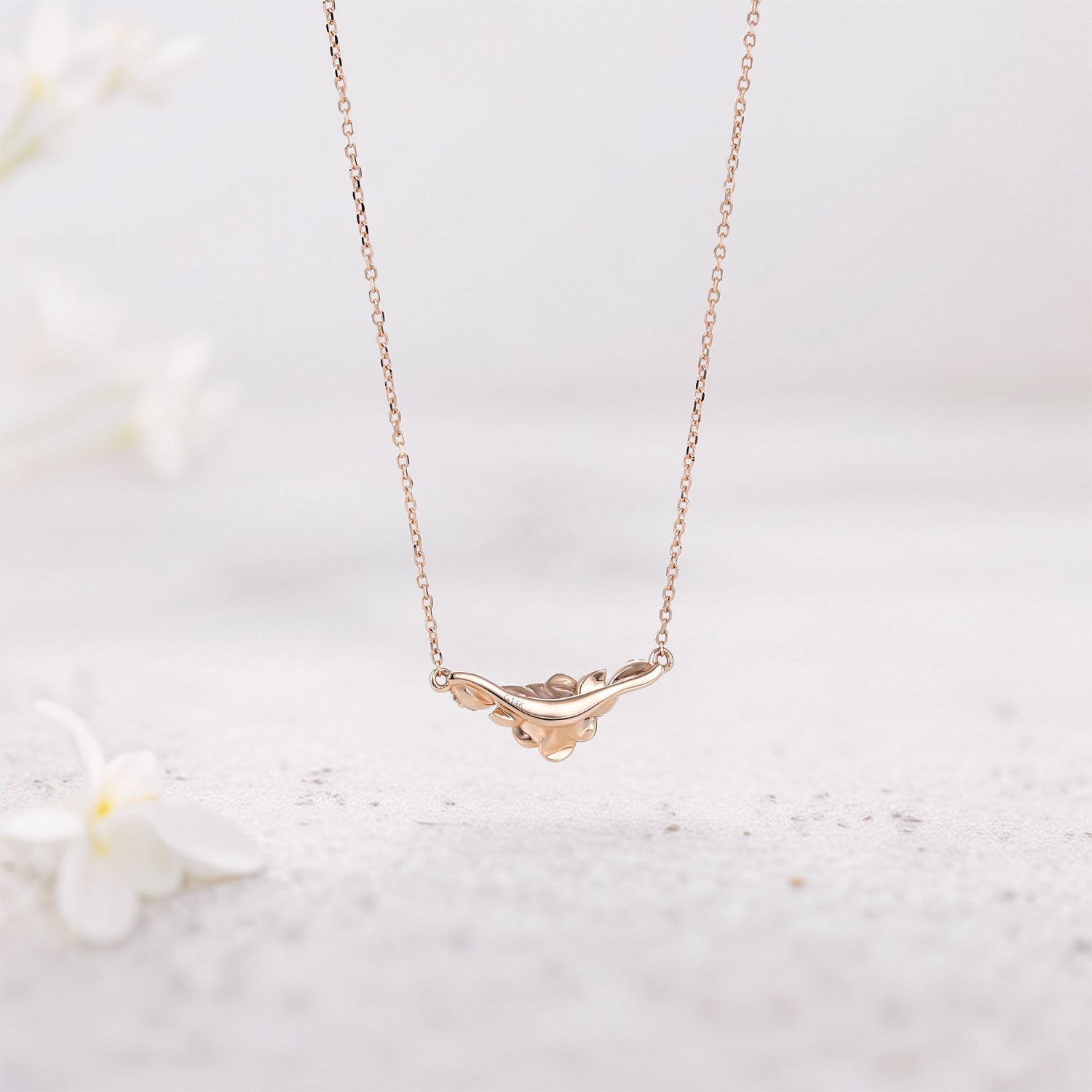 Vintage Solid Flower Moissanite Pendant Necklace - Oore Jewelry