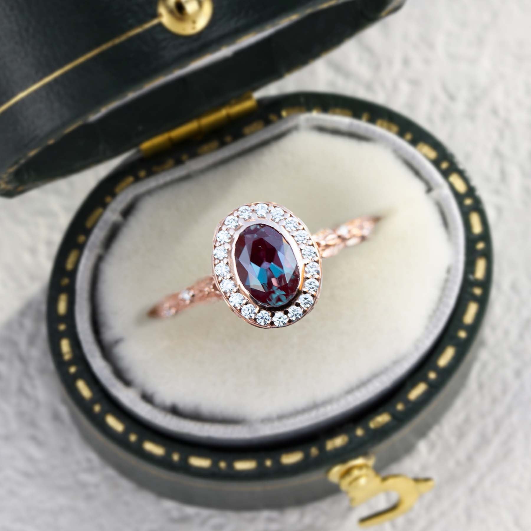 Unique Crown of Thorns Oval Lab Alexandrite Ring - Oore Jewelry