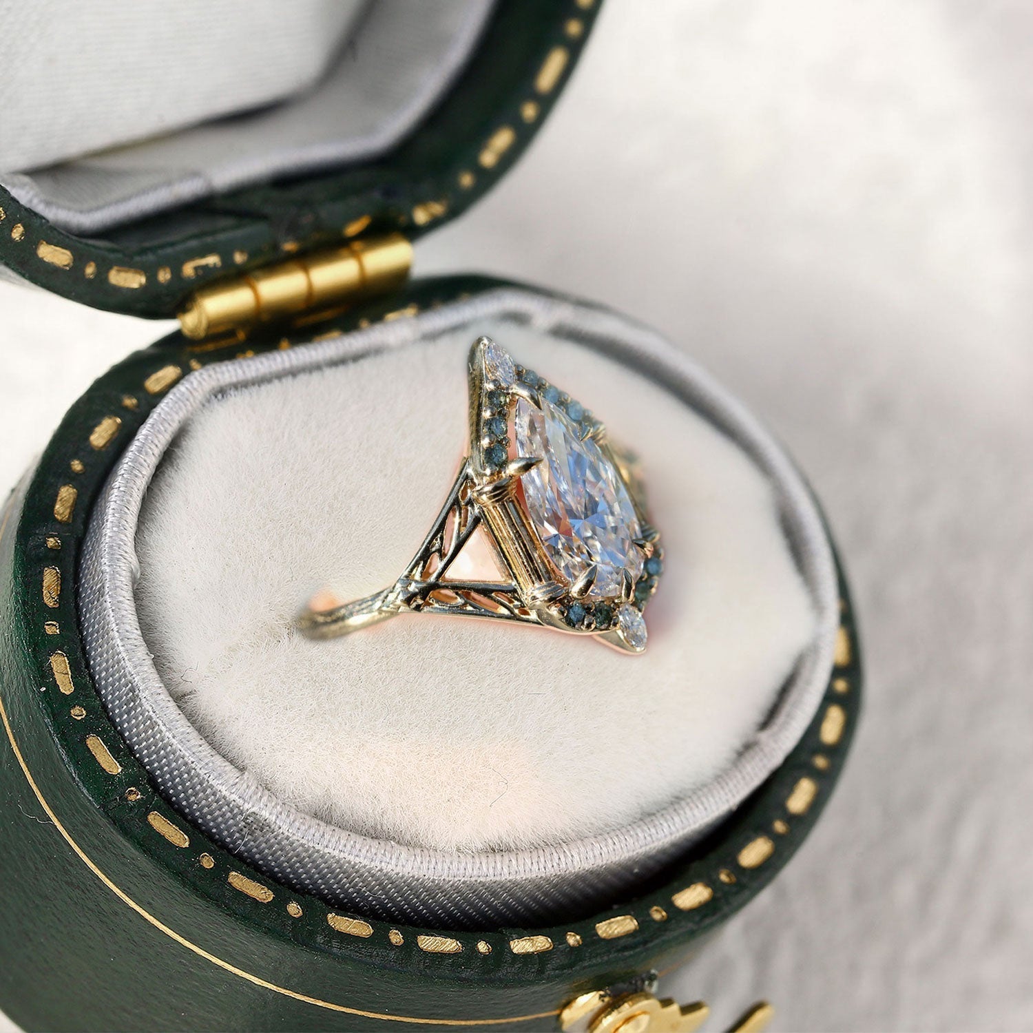 Mythindil Gothic Geometric Oval Moissanite Engagement Ring - Oore Jewelry