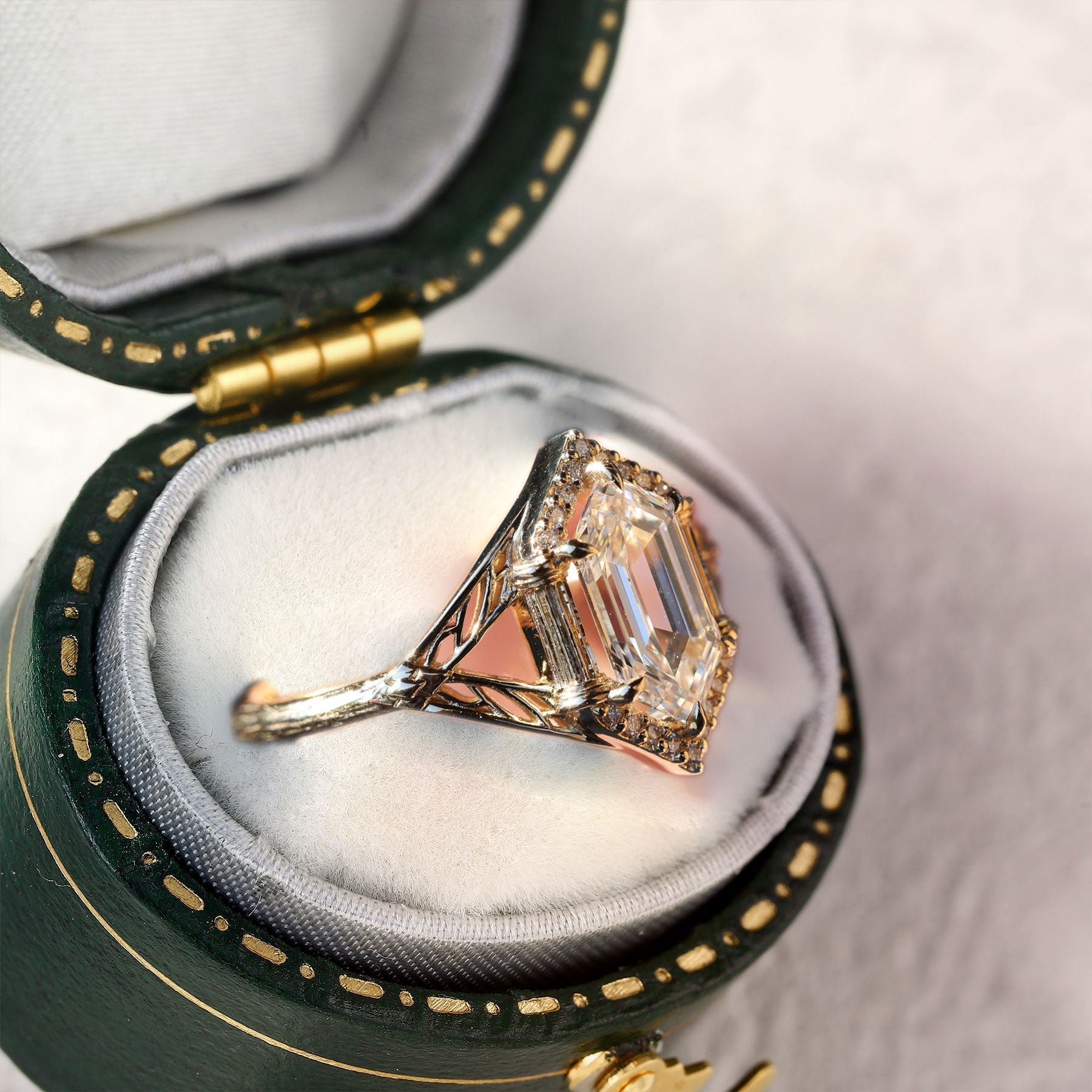 Geometric Long Hexagon Moissanite Engagement Ring - Oore Jewelry