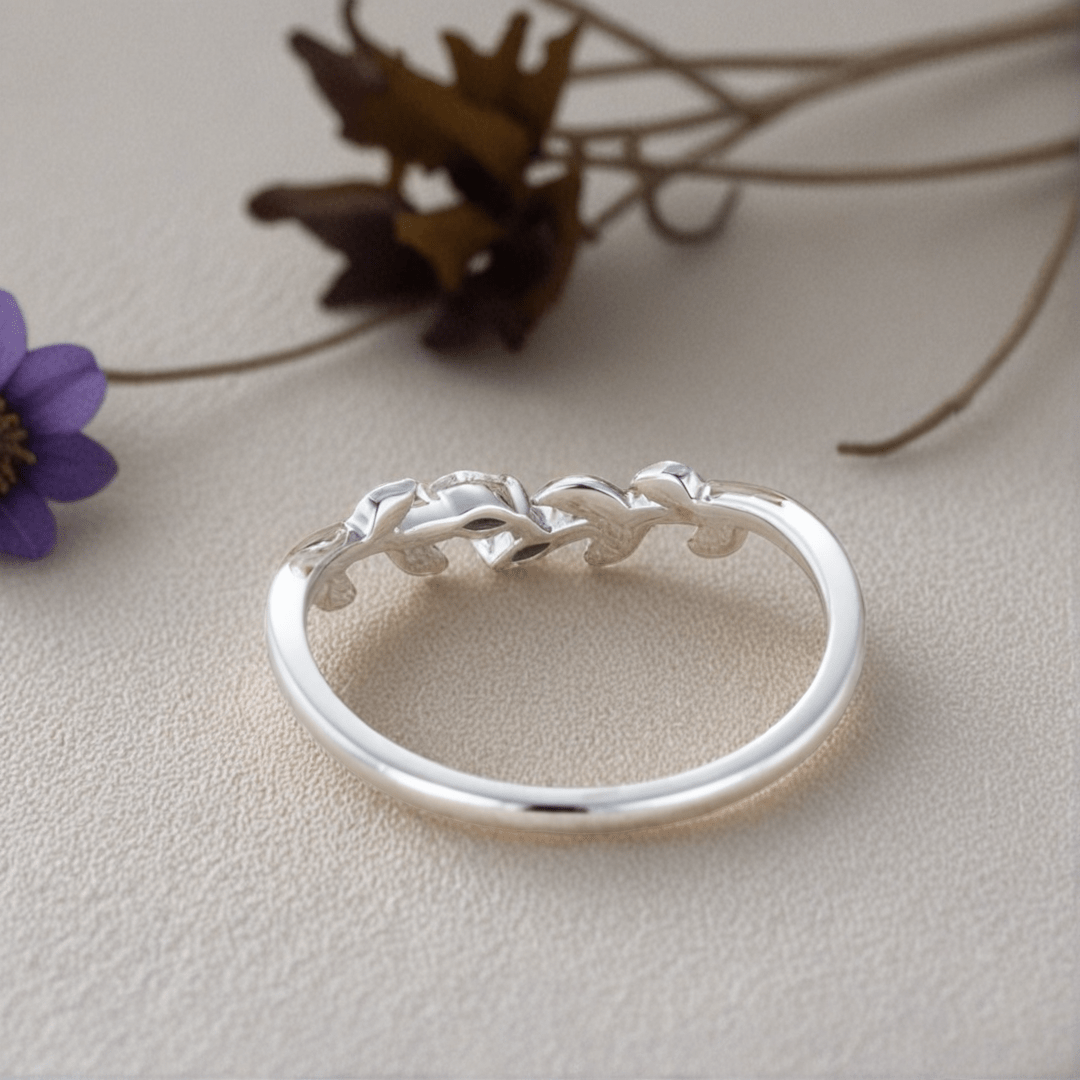 Unique Marquise Moissanite Wedding Band Leaf Moissanite Engagement Ring - Oore Jewelry