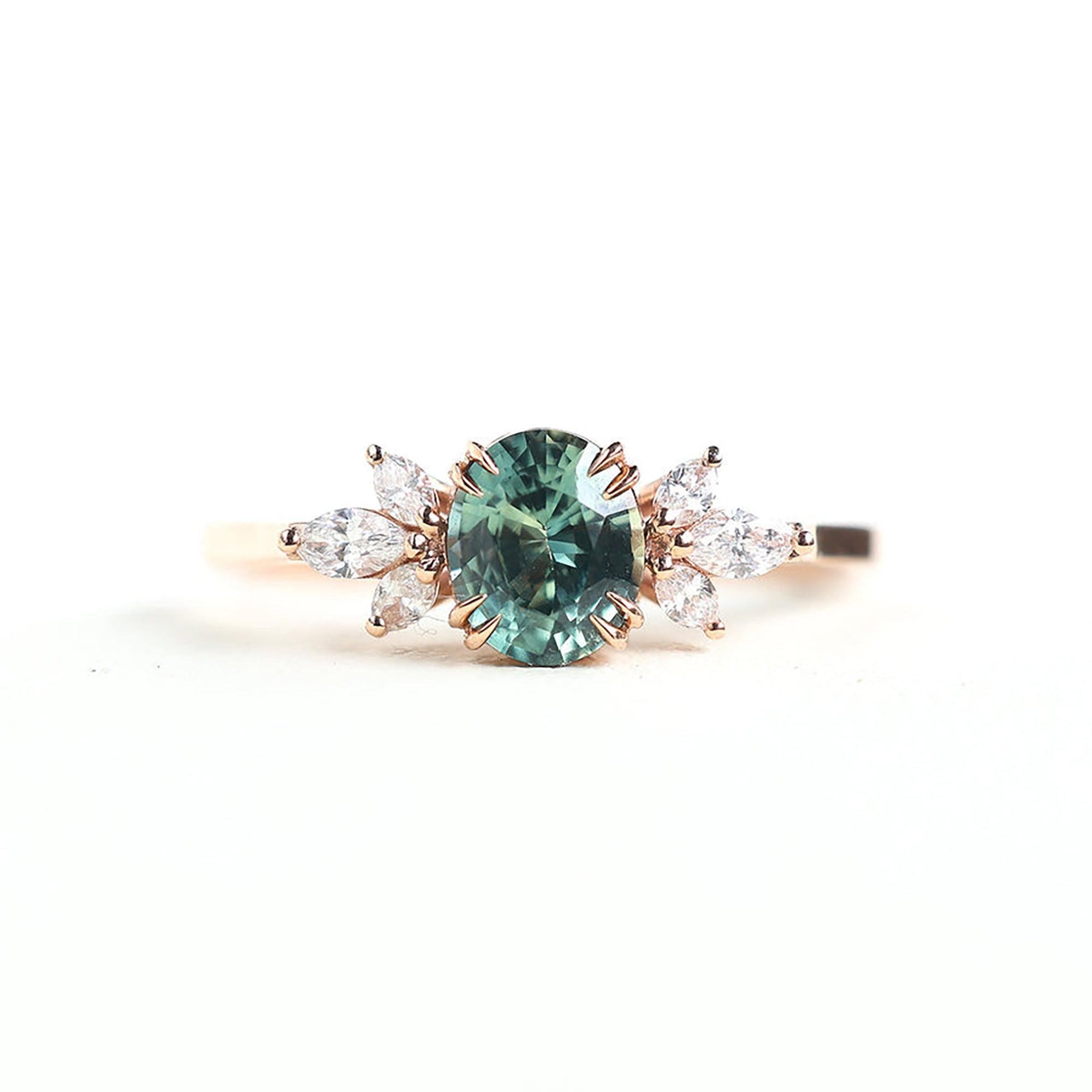 Unique Briar Oval Light Green Lab Sapphire Ring - Oore Jewelry