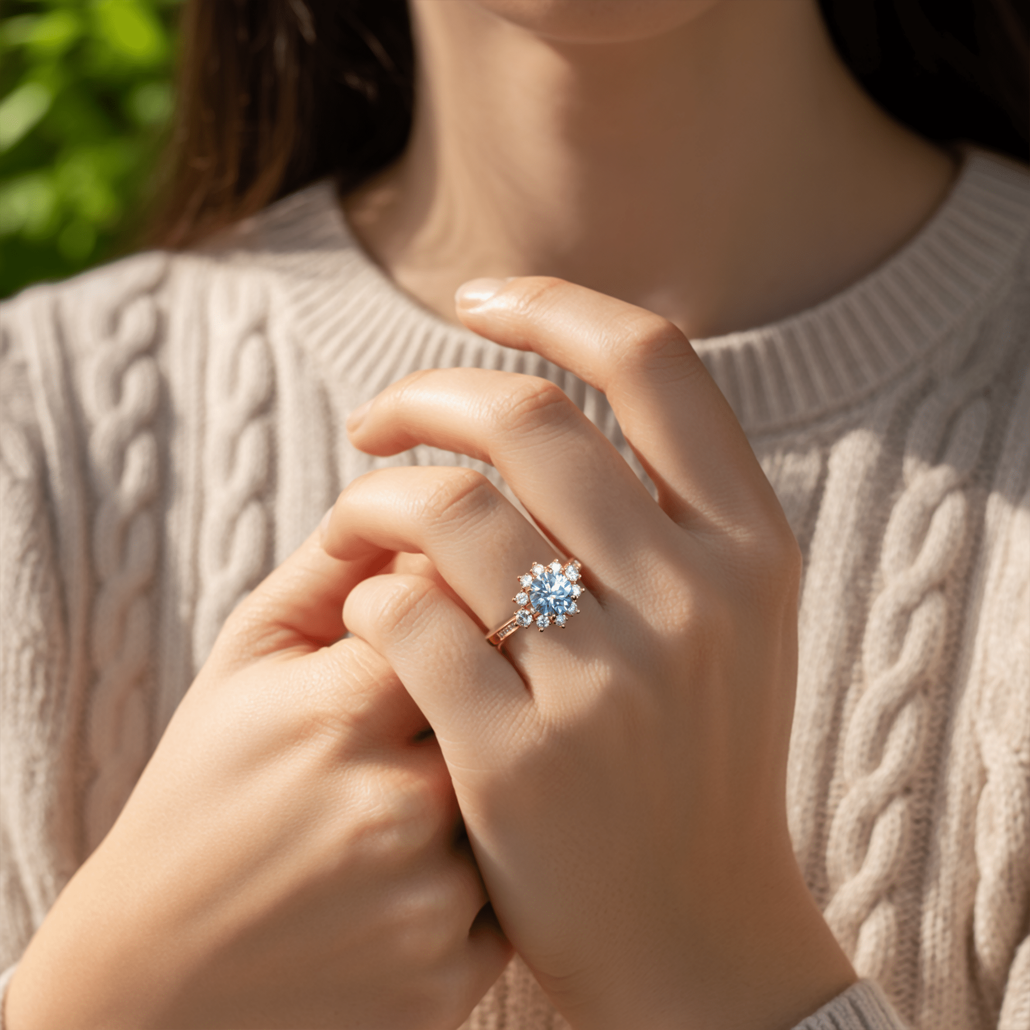 1.5ct Round Blue Moissanite Ring - Oore Jewelry