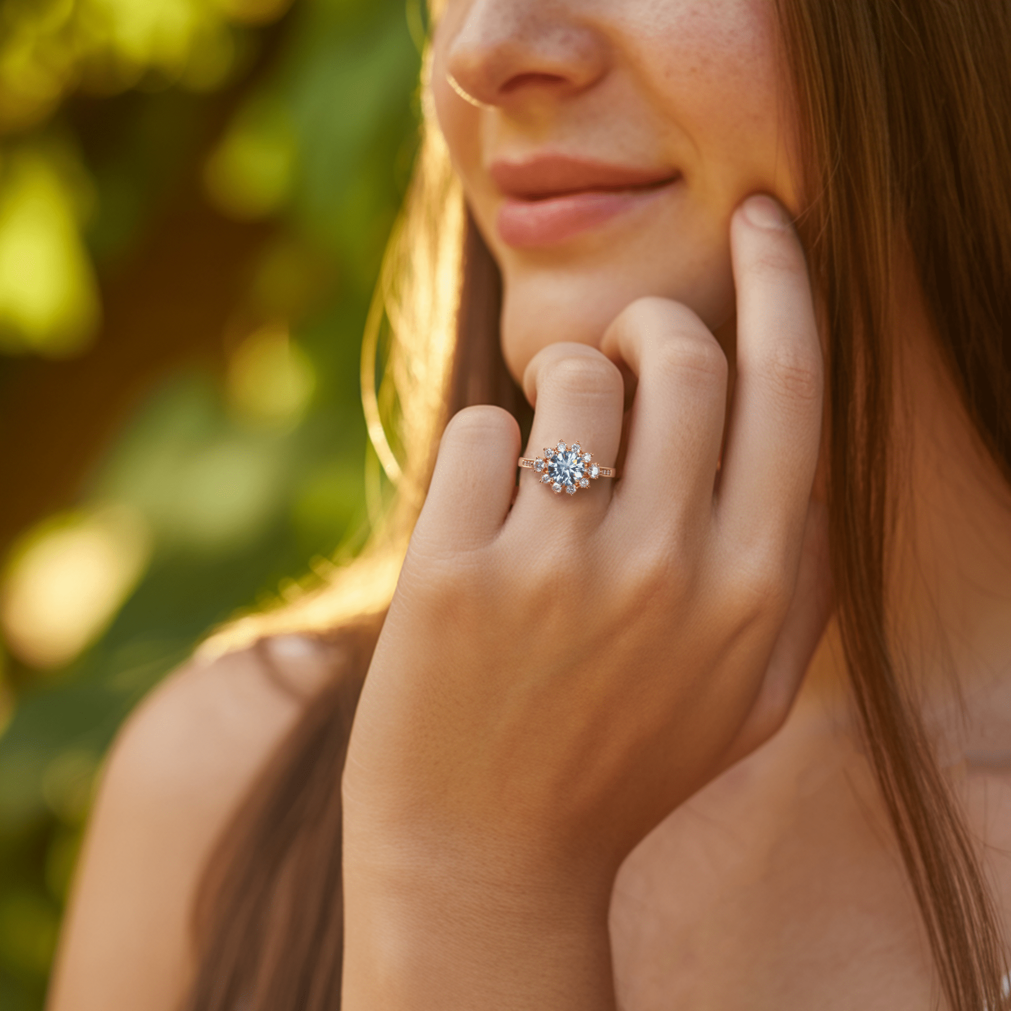 1.5ct Round Blue Moissanite Ring - Oore Jewelry