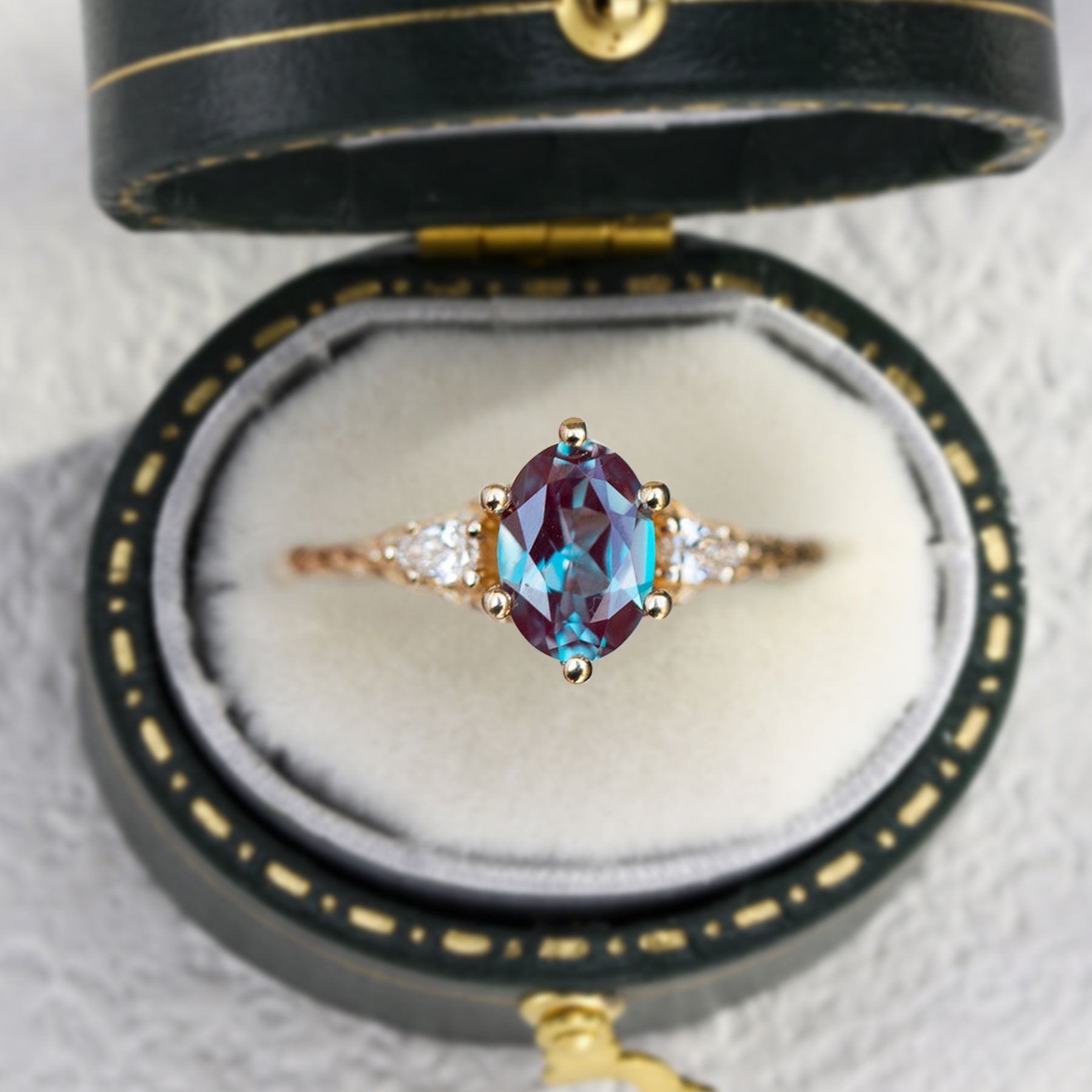 Unique Aspen Oval Lab Alexandrite Ring - Oore Jewelry