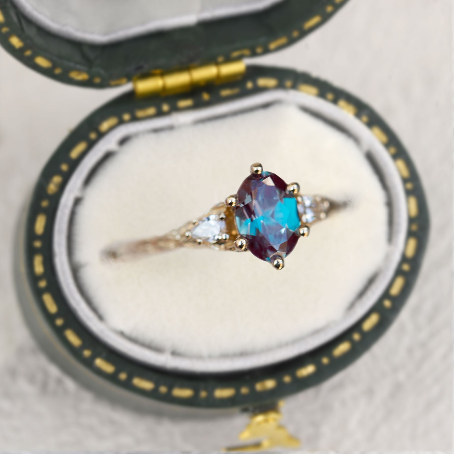 Unique Aspen Oval Lab Alexandrite Ring - Oore Jewelry