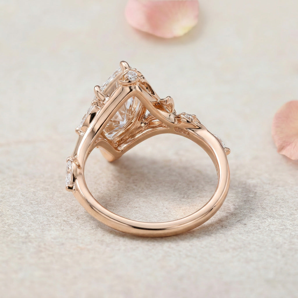 Vintage Bypass Vine Marquise Lab Grown Diamond 14K Rose Gold Engagement Ring