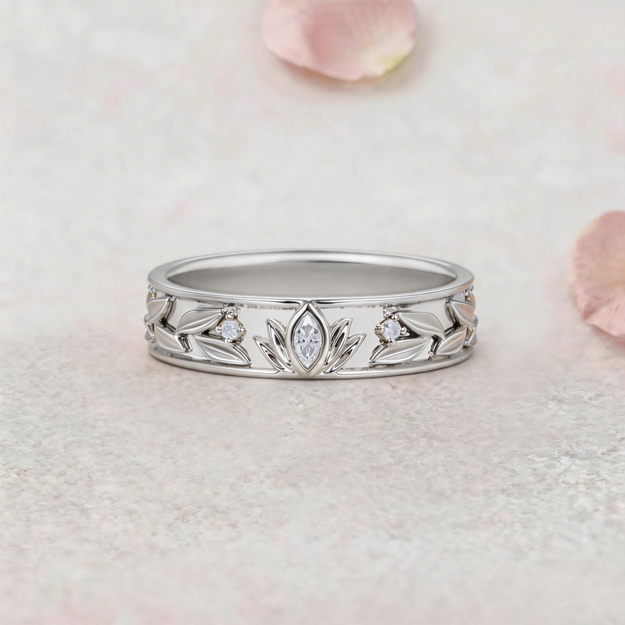 Vintag Moissanite 14k yellow gold Wedding Band