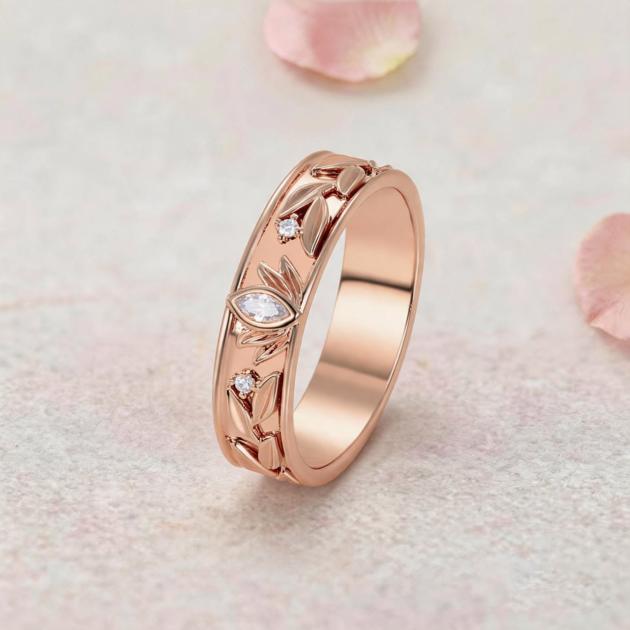 Vintage Moissanite 14k yellow gold Wedding Band