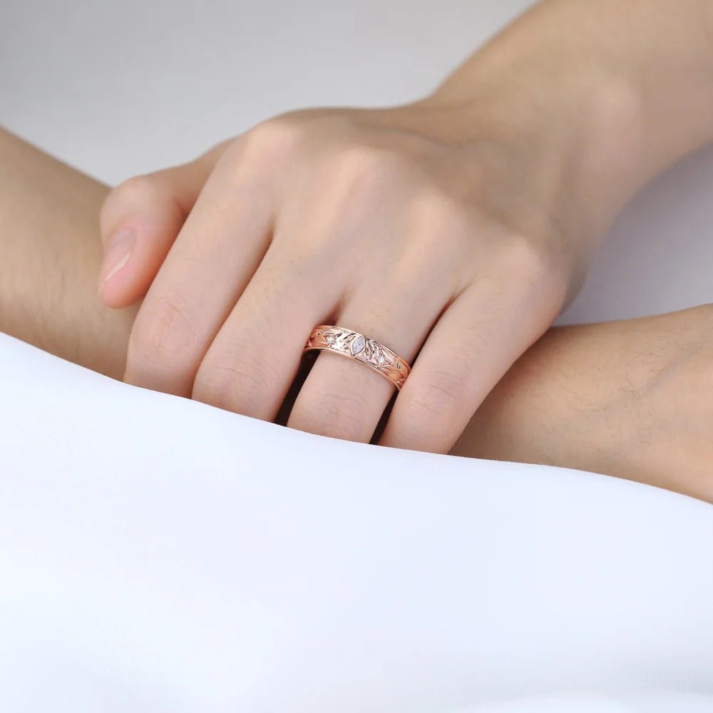 Vintage Moissanite 14k yellow gold Wedding Band
