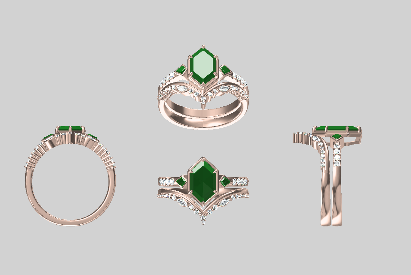 Customize your own Vintage Unique Starlight Hexagon Green Lab Sapphire Engagement Ring - Oore Jewelry