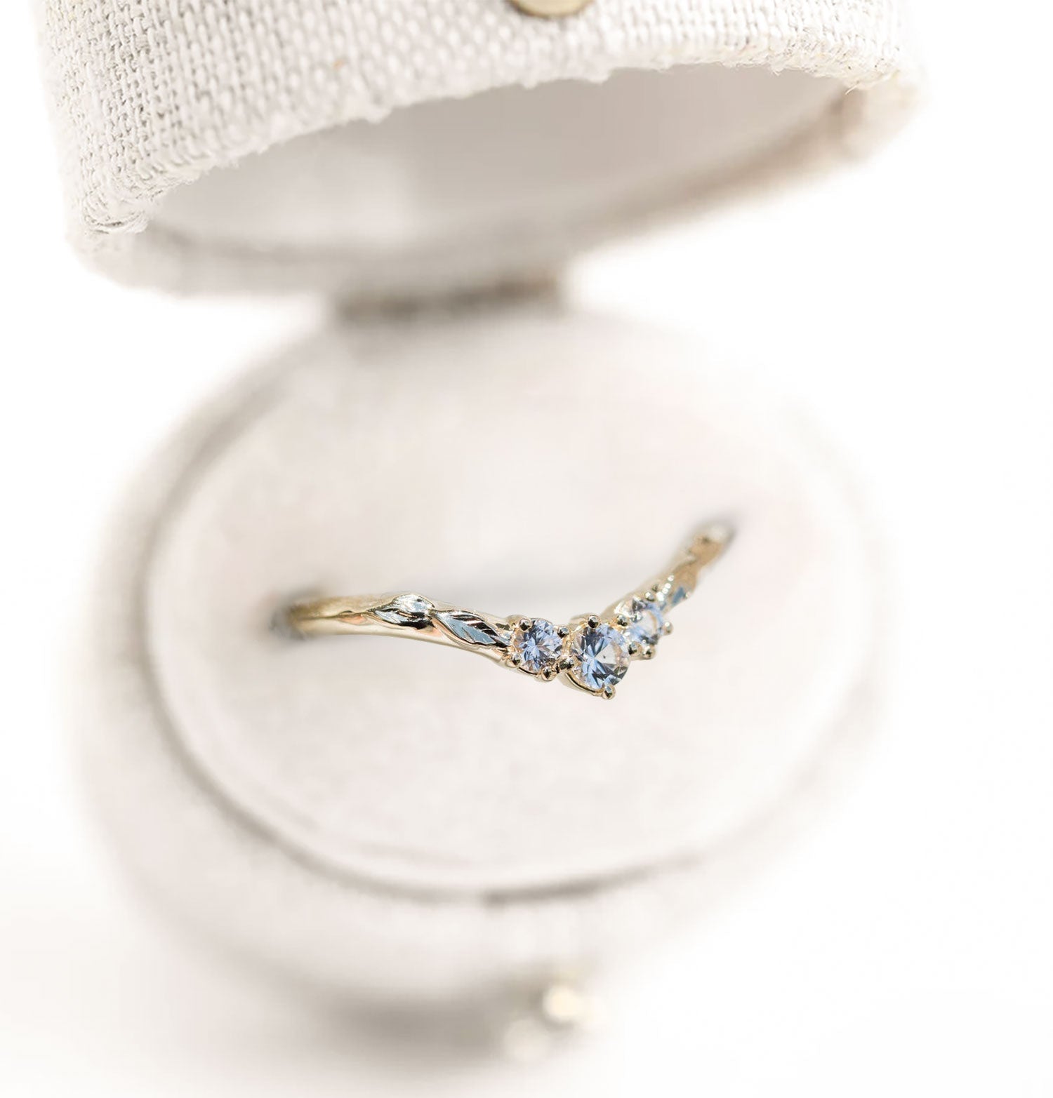 Unique Round Moissanite Wedding Band floral 18K Yellow Gold Engagement Ring