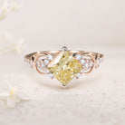 Vintage Princess Citrine Pave 18K Rose Gold Engagement Rings Infinity Wedding Band