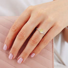 Vintage Princess Citrine Pave 18K Rose Gold Engagement Rings Infinity Wedding Band