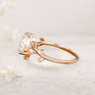 Unique floral engagement rings Pear Moissanite Branch Leafy Inspired 18K Rose Gold Engagement Ring