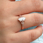 Unique floral engagement rings Marquise Moissanite Leafy 18K Yellow Gold Engagement Ring