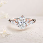 Unique Oval Moissanite 18K Rose Gold Engagement Ring Twisted Bridal Ring