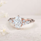 Unique Oval Moissanite 18K Rose Gold Engagement Ring Twisted Bridal Ring