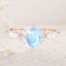 Vintage Oval Lab Moonstone Ring Vintage 18K Rose Gold Engagement Rings Anniversary Gift