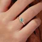 Unique Oval Moss Agate Engagement Ring Solitaire Branch Shape 18K Rose Gold Engagement Ring Promise Ring