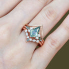 Unique floral engagement rings Kite Moss Agate Leafy 18K Yellow Gold Engagement Bridal Set