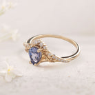 Vintage Blue Lab Sapphire and Moissanite 18K Yellow Gold Engagement Ring