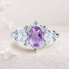 Unique Starlight Oval Amethyst 18K White Gold Engagement Ring