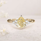 Vintage Pear Citrine Cluster 18K Yellow Gold Engagement Ring