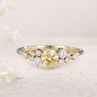 Unique Round Citrine Dainty Tapered 18K Yellow Gold Wedding Band
