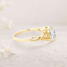 Unique floral engagement rings Oval Moissanite Leafy 18K Yellow Gold Engagement Ring