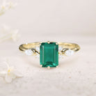 Vintage Twist Lab Emerald 18K Yellow Gold Engagement Ring 