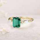Vintage Twist Lab Emerald 18K Yellow Gold Engagement Ring 