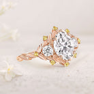 Unique floral engagement rings Oval Moissanite Cluster 18K Yellow Gold Wedding Ring Fairy Engagement Ring